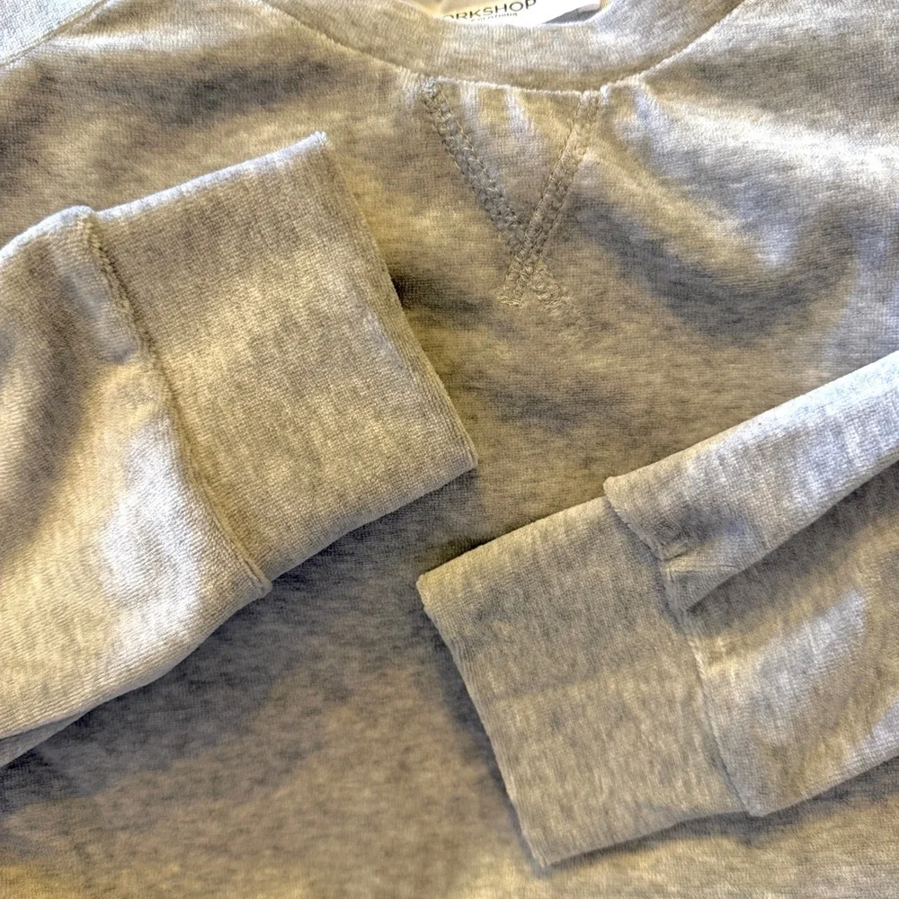 Workshop Republic Clothing Light Gray Crewneck Velour Sweatshirt - Picture 4 of 7